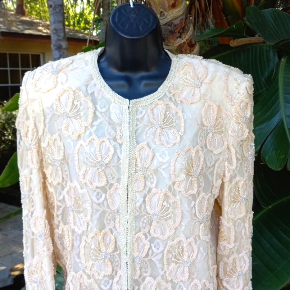 Vintage Nightline brocade crop jacket with shoulder pads